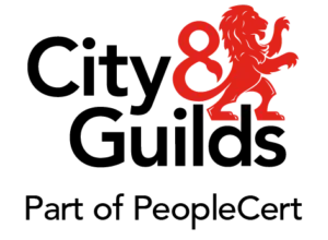 City & Guilds logo with a red lion emblem and the text 'City & Guilds' and the subtitle 'Part of PeopleCert'