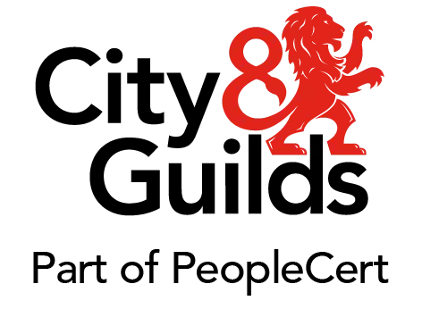 City & Guilds logo with a red lion emblem and the text 'City & Guilds' and the subtitle 'Part of PeopleCert'