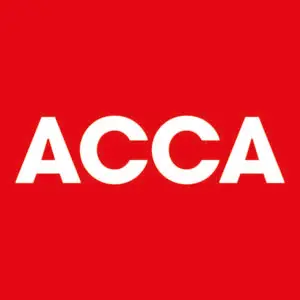ACCA logo on a red background with white letters