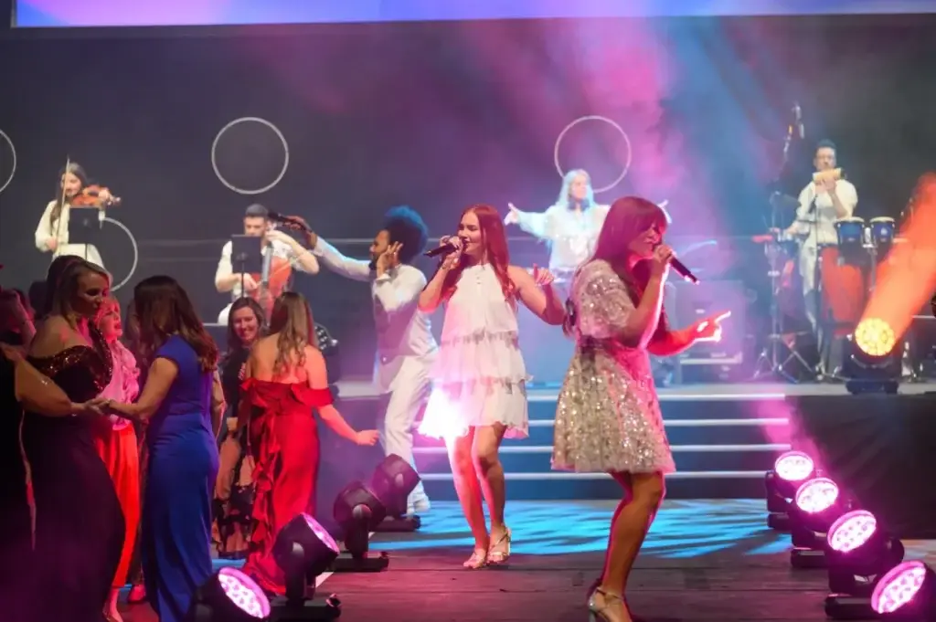 Live band and singers performing on stage at the Apprenticeship and Training Awards 2026 evening.